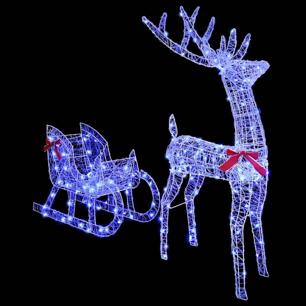 Reindeer Pull Sleigh Blue 70 x 26 x 128.5 cm Acrylic